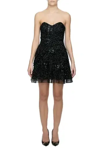 Aje Gigi Mini Dress Black Sequin Size 8