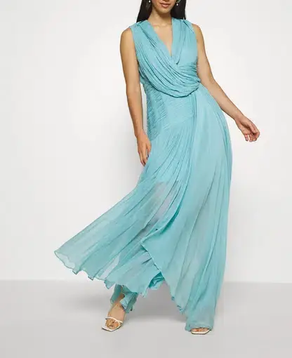 Thurley Waterfall Maxi Dress Blue Size 8