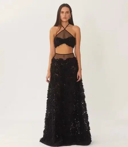Arcina Ori Vivienne Crop and Maxi Skirt Set Black Size 8