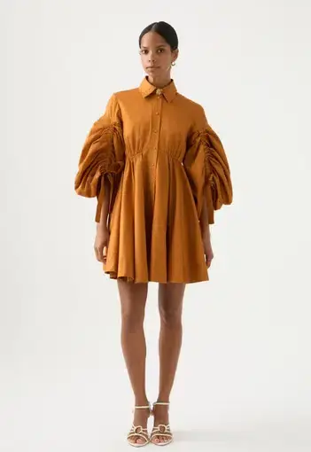 Aje Utopia Drawstring Mini Dress Chestnut Brown Size 8 / S