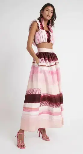 Aje Kasbah Sunset Cropped top & Skirt Set Multi Size AU 10