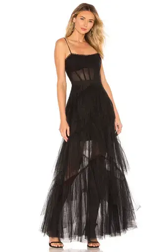 BCBGMAXAZRIA Corset ‘Tulle’ Gown Black Size AU 12