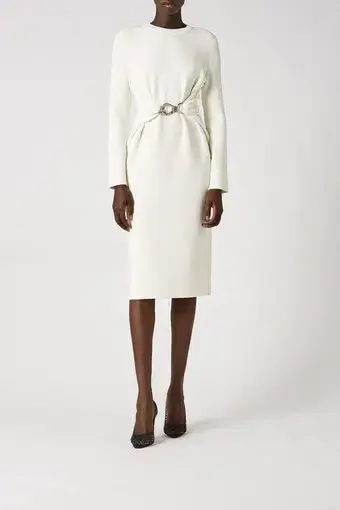 Scanlan Theodore Crepe Knit Belted Dress White Size XS / AU 6