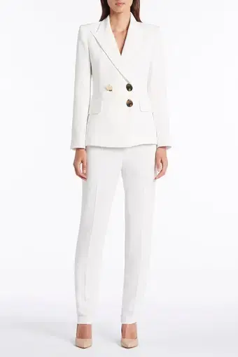 Carla Zampatti Long Line Jacket and Pants White Size 10
