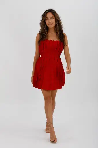 AJE Hybrid Sleeveless Mini Dress Scarlet Red Size 10
