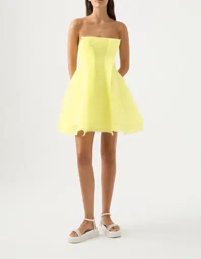 Aje Astrid Strapless Mini Dress in Soft Lemon Yellow
Size 10 / M