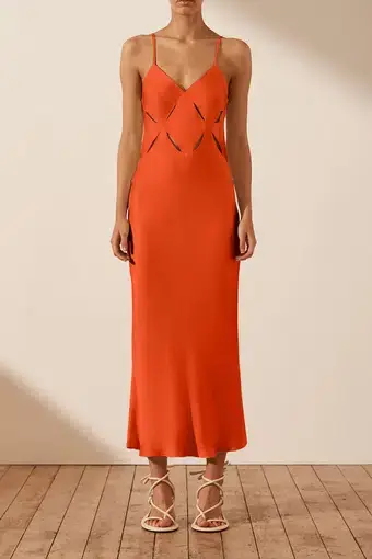 Shona Joy Milo Cut Out Slit Midi Dress Hibiscus Orange Size 4 / XXS