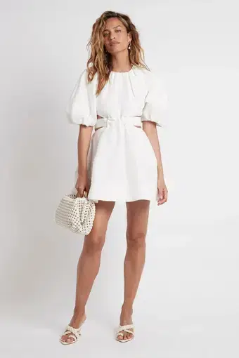 Aje Mimosa Cut Out Mini Dress White Size AU 8