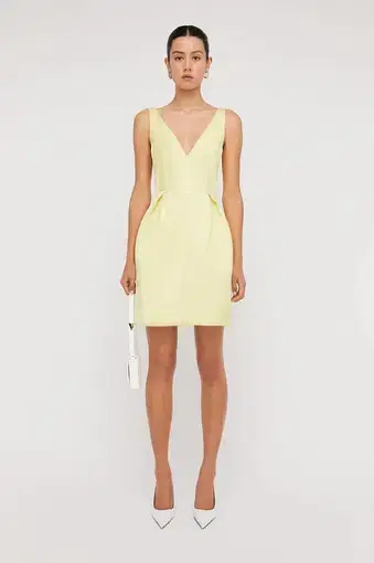 Scanlan Theodore Satin Mini Dress Yellow Size AU 12