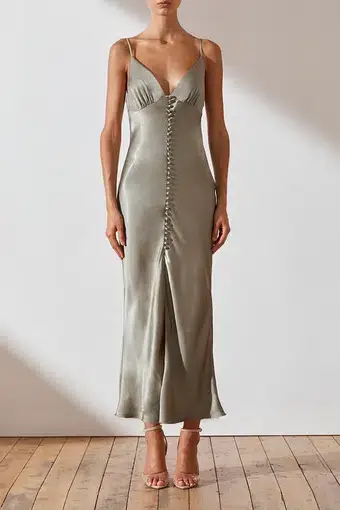 Shona Joy La Lune Bias Slip Midi Dress Sage Size 10 / M
