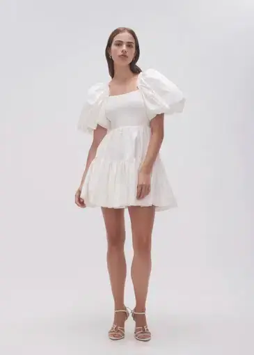 Aje Casa Puff Sleeve Mini Dress Ivory Size 8 / S
