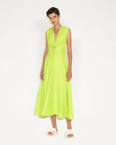  Cue Ultralime Keyhole Midi Dress Green Size 8