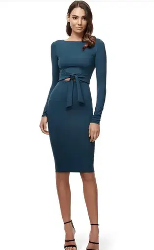 Kookai Ellie Long Sleeve Dress Blue Green Size 8 