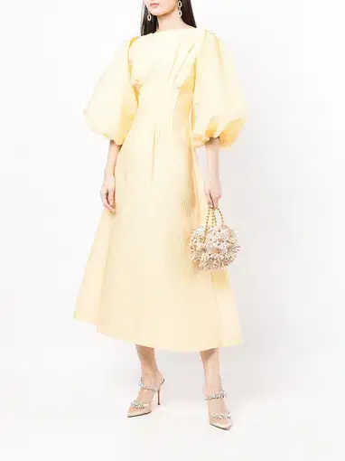 Rachel Gilbert Emiko Balloon-Sleeve Maxi Dress Yellow Size 8