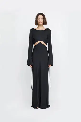 Bec & Bridge Diamond Days Long Sleeve Cut Out Maxi Dress Black Size AU 10 / M