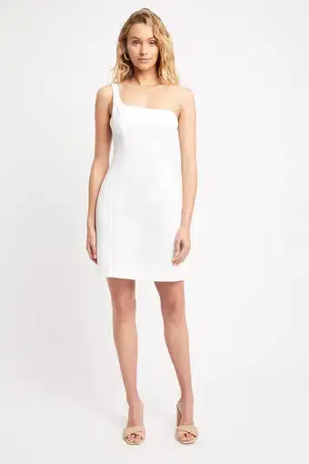 Kookai Oyster One Shoulder Mini Dress White Size AU 6