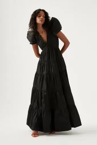 Aje  Statuesque Tiered Gown Black Size AU 6 