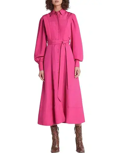 Aje Admiration Midi Shirt Dress Fuchsia Pink Size 8