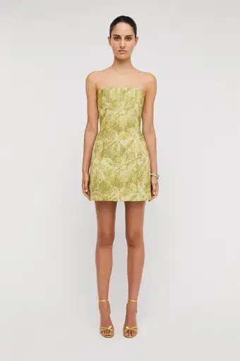 Scanlan Theodore Tinsel Linen Mini Dress Lime Size 10 