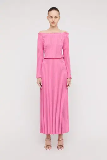 Scanlan Theodore Rib Cold Shoulder Dress Pink Size S / Au 8