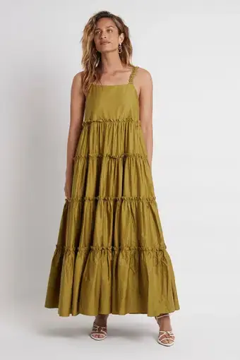 Aje Casabianca Strap Maxi Dress Olive Green Size 6