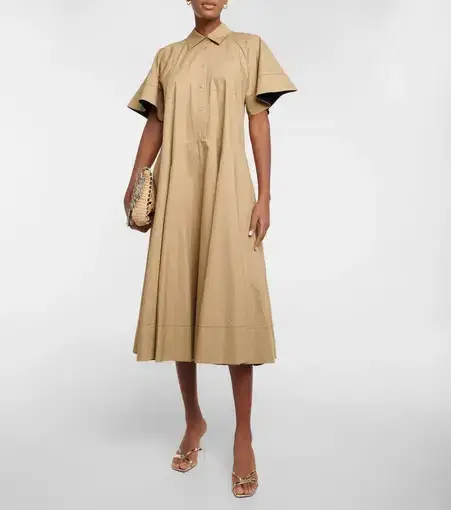 Lee Mathews Casey Cotton Poplin Dress Brown Size 8