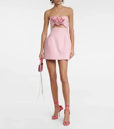 Magda Butrym Strapless Flower Silk Mini Dress Pink Size 8