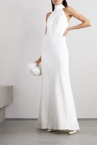 Galvan London White Halter Maxi Dress Size M/Au 10