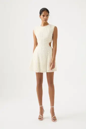 Aje Mirage Beaded Mini Dress Ivory Size 4