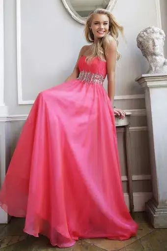 Sherri Hill 3909 Strawberry Strapless Long Formal Dress Pink Size 0/Aus 4