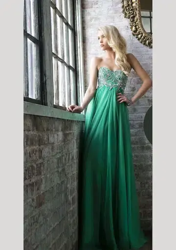 Sherri Hill 3907 Strapless Sweetheart Long Formal Dress Emerald Size 0 / Aus 4