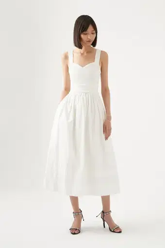 Aje Romarin Knit Bodice Midi Dress White Size 16