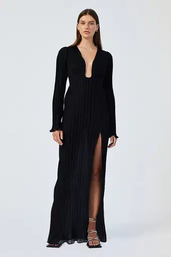 Suboo Crystal V Neck Maxi Dress Black Size S/AU 8
