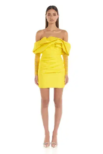 Eliya The Label Oscar Dress Mini Dress Yellow Size M/Au 10