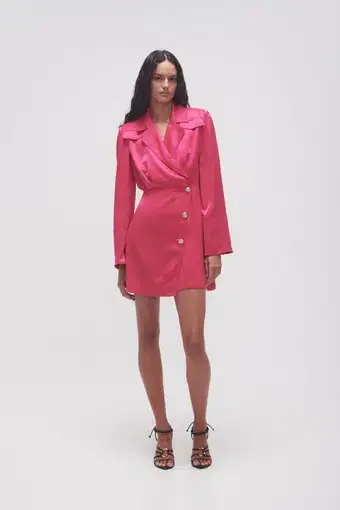 Aje Echo Mini Shirt Dress Pink Size AU 16