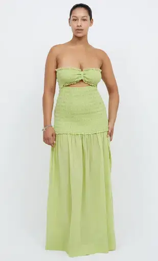 Bec & Bridge Solstice Strapless Maxi Dress Green Size AU 6