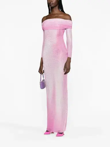 Self Portrait Crystal-Embellished Contour-Print Dress Pink Size 8