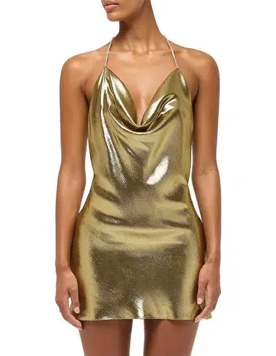 Michael Lo Sordo Nicole Drape Bias Mini Dress Gold Size 8