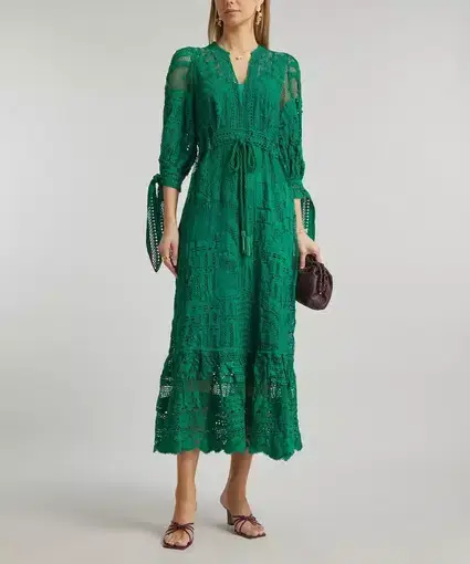 Farm Rio Morada Boa Dress Maxi Dress Green Size 12

