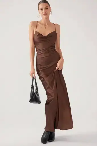 Perfect Stranger Evie Maxi Dress Brown Size AU 8