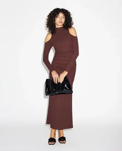 Lover Kienna Textured Dress Brown Size AU 10