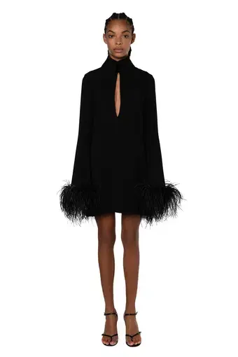 16Arlington Michelle Feather-Embellished Trim Mini Black Size AU 6