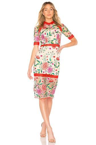 Vone Mira Dress Floral Embroidery Size 6