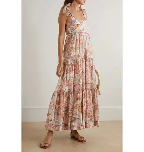 Zimmermann Cira Tiered Cotton-voile Midi Dress Floral-Print Size 1 / AU 10