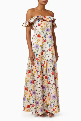 Borgo de Nor Farrah Off Shoulder Cotton Dress Floral Size 12 