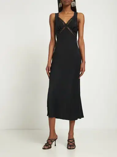 Reformation Provence Silk Dress Midi Dress Black Size S / AU 8