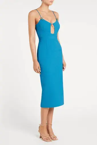 Rebecca Vallance The Hermosa Bow Midi Dress Blue Size 10 