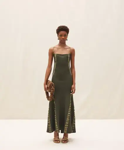 Jacquemus Maille Slip Maxi Dress Green Size 8