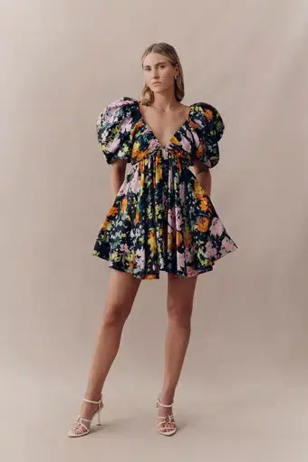Aje Gabrielle Plunge Mini Dress in Midnight Floral
Size 12