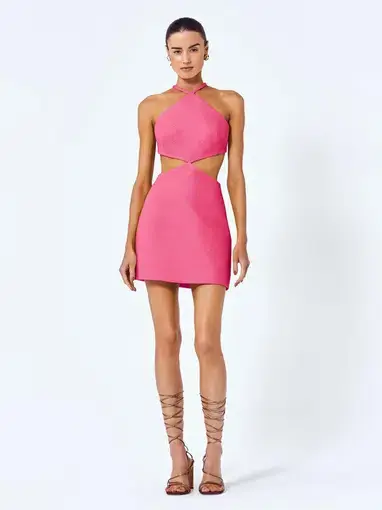 Alexis Chella Bow Detail Mini Dress Rose Size XS/Au 8